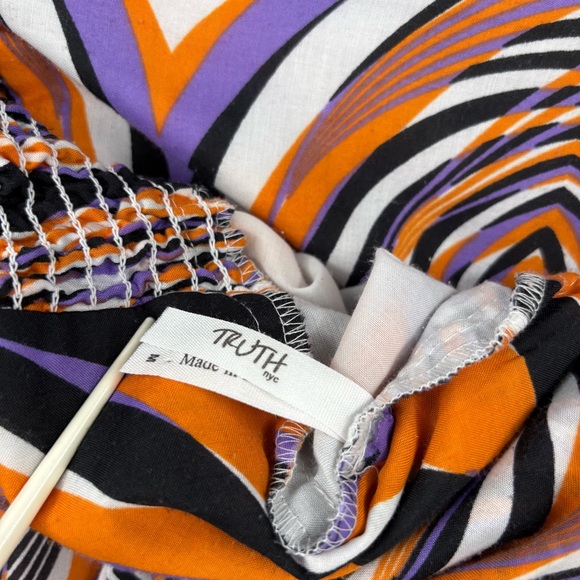 Truth 70’s Orange & Purple Ruffle Flare Colorful Funky Pants Hippie Womens M - Picture 4 of 16